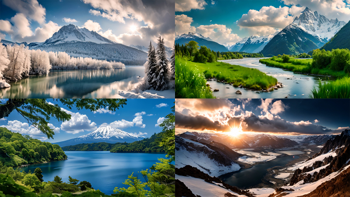 高原雪山湖泊风景