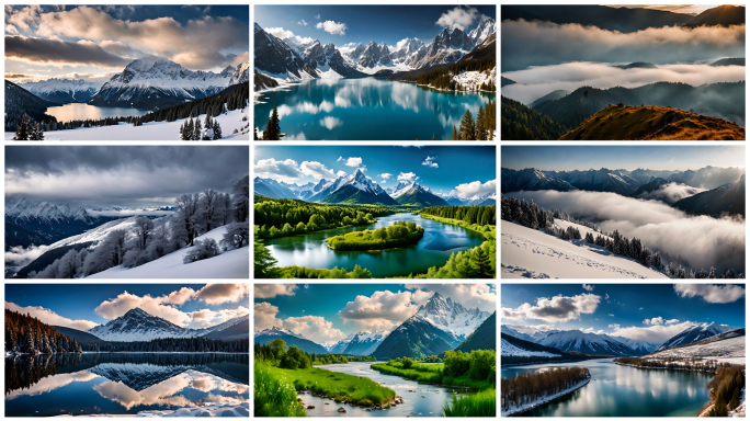 高原雪山湖泊风景