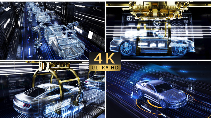 HUD科技汽车生产线汽车行驶动画AE模板