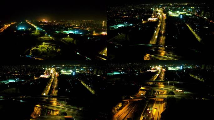杭州下沙立交桥绕城高速夜景视频素材40