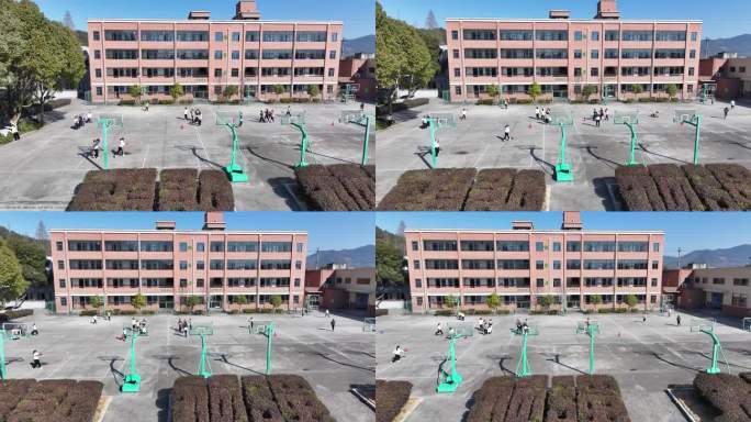 学校操场篮球场学生打篮球比赛投篮实拍素材