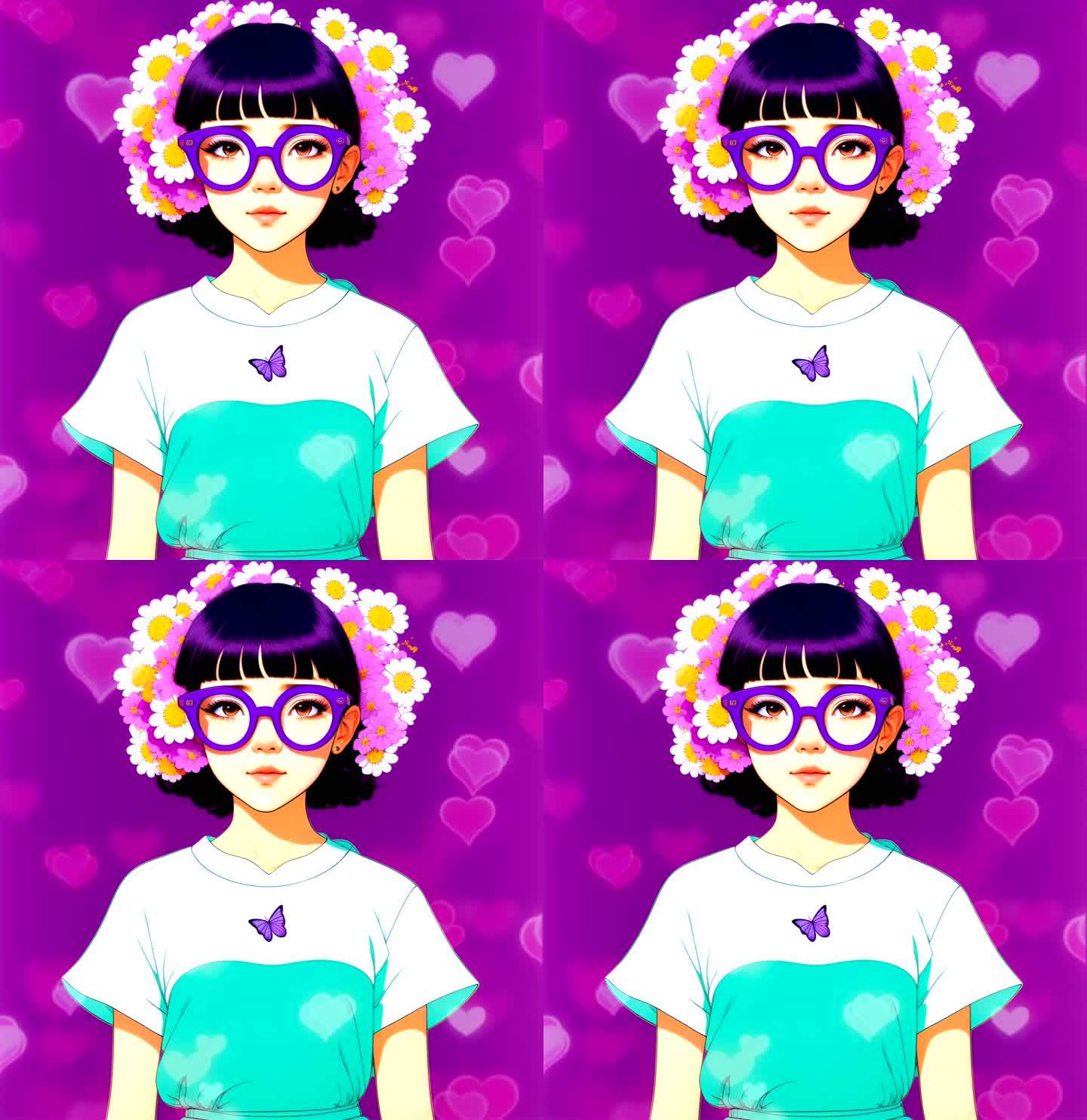紫色眼镜女孩