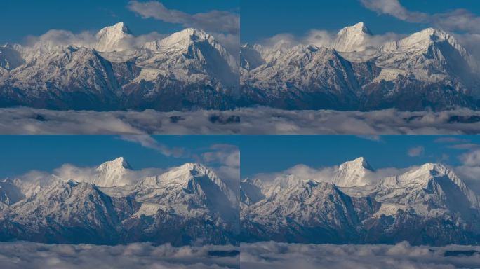 四川雅安牛背山云海云瀑贡嘎雪山高空航拍