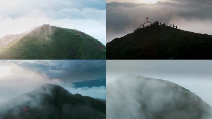 大山 山川云海日出