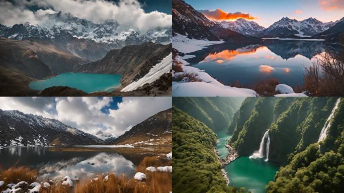 雪山湖泊 高原湖泊 湖泊日出 湖泊日落