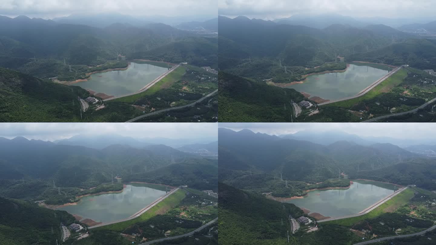 广东东莞：航拍青山环绕的清溪湖