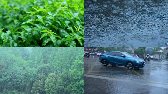 下雨雨滴水花涟漪升格素材