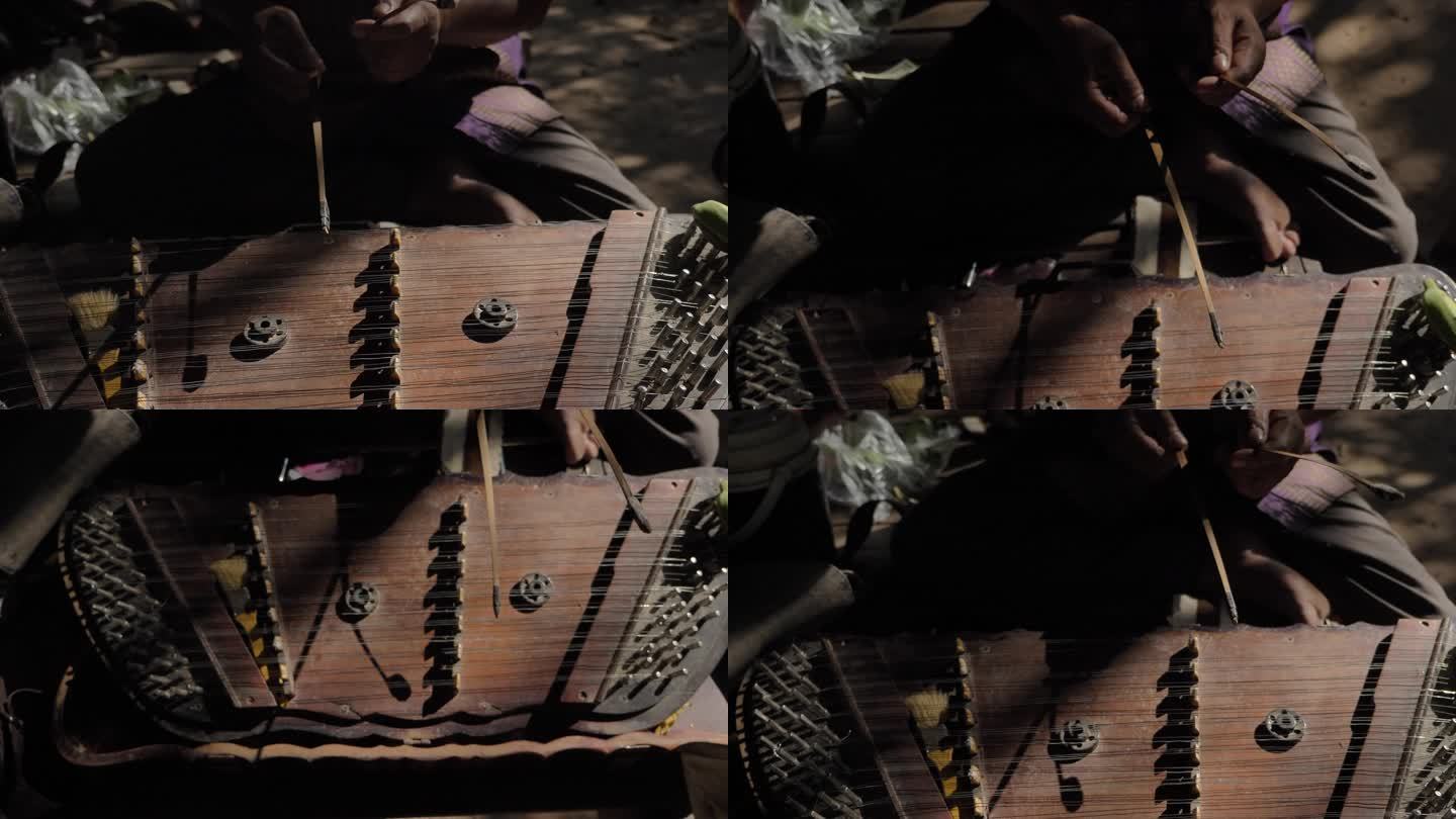 东南亚柬埔寨传统民族乐器打击乐器琴
