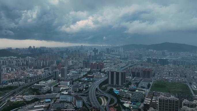 广东珠海雷暴天气航拍空镜