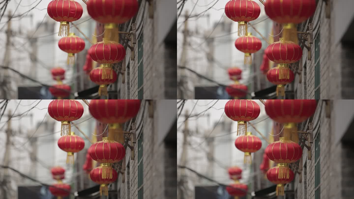春节北京胡同灯笼空镜