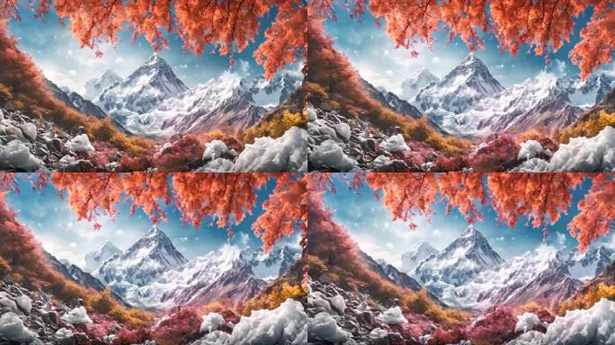 自然风景山体山峰积雪