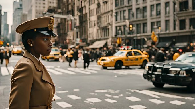 非裔美国黑人交通警察女子纽约旧货电影