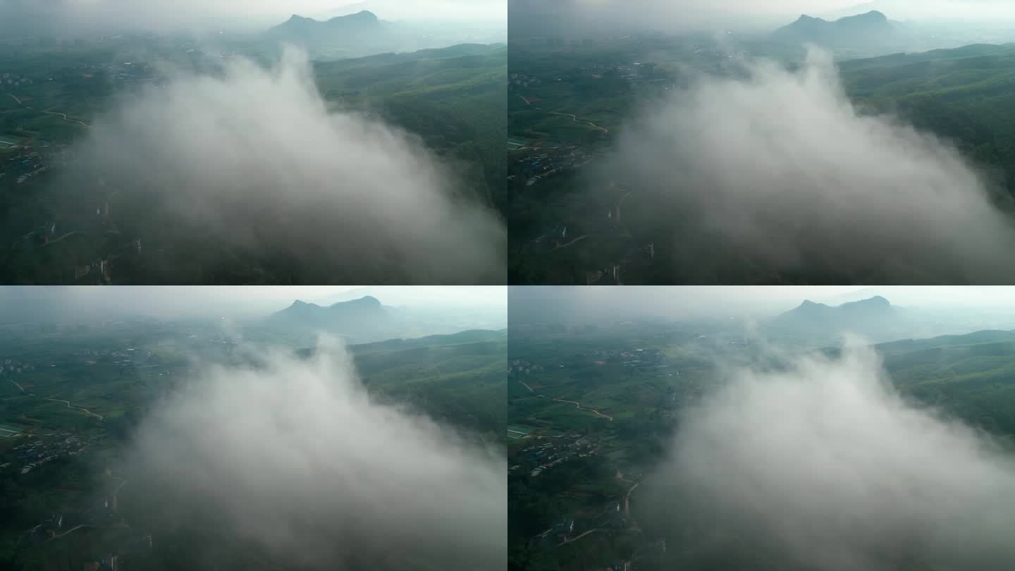 美丽自然风光航拍山景雾景