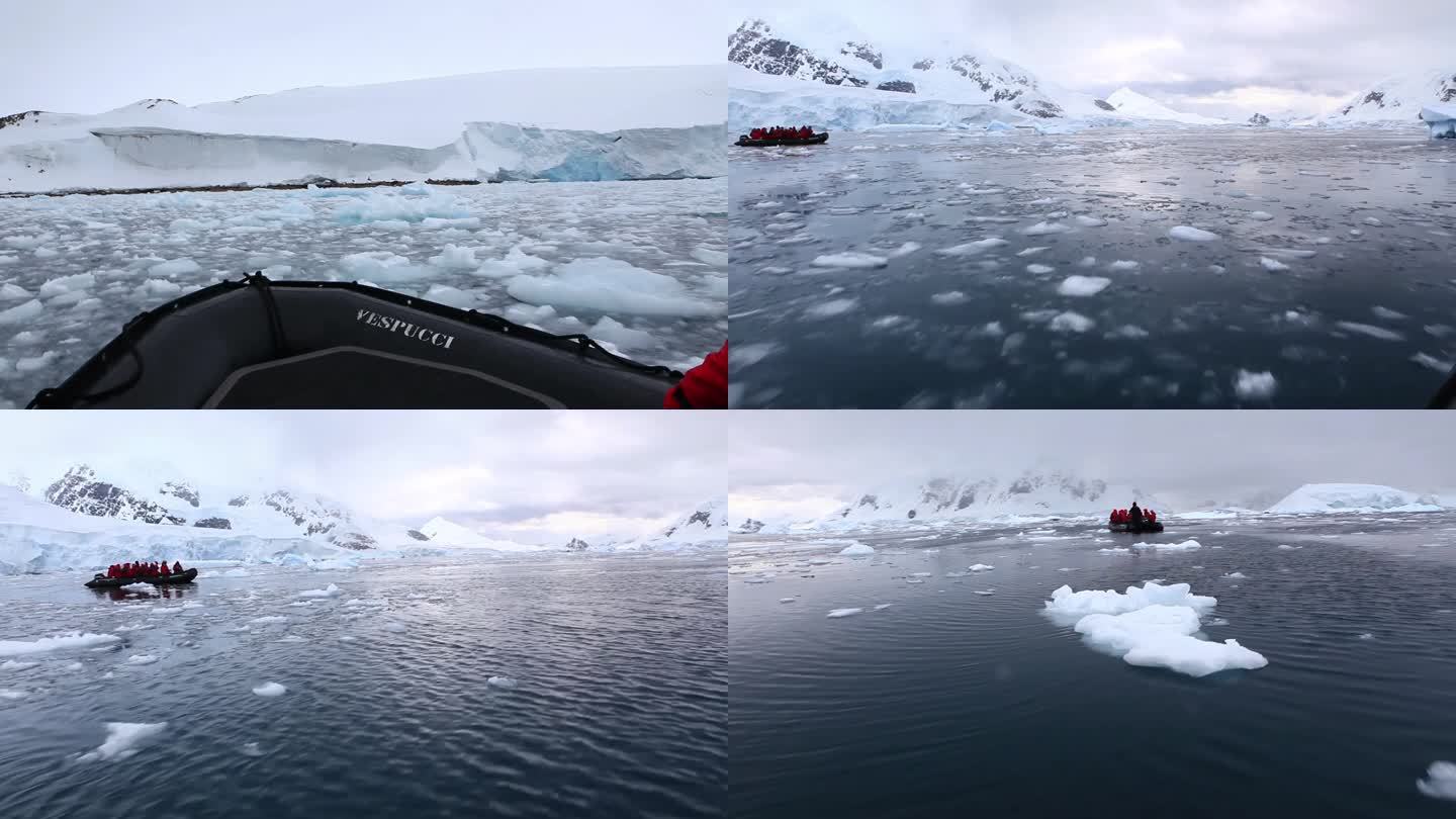 破冰船行驶  神秘南极冰川 海面冰天雪地
