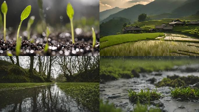 春天谷雨万物生长复苏春景AI