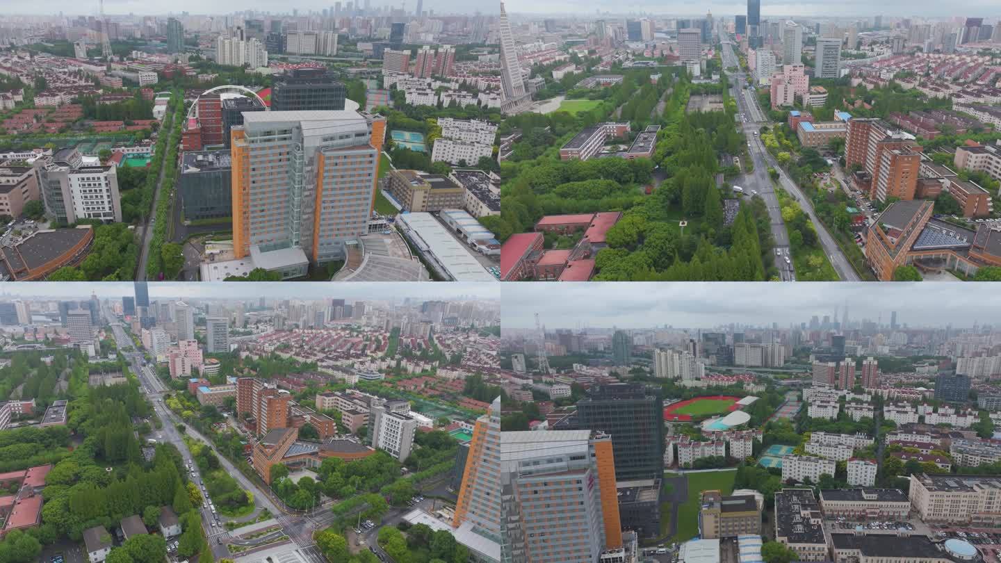 上海市杨浦区邯郸路航拍大柏树立交桥城市风
