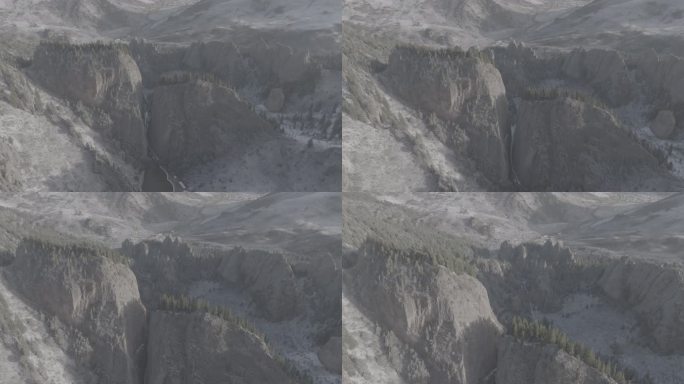 甘肃甘南碌曲则岔石林雪景航拍御三DLOG