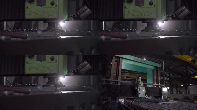 4k 实拍工厂大型机械打磨 铁屑