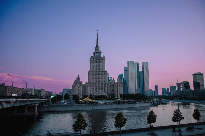 俄罗斯乌克兰大酒店夜景