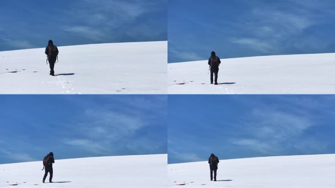 雪宝顶徒步旅行素材