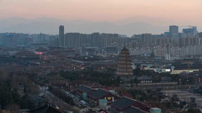 西安大雁塔日转夜延时