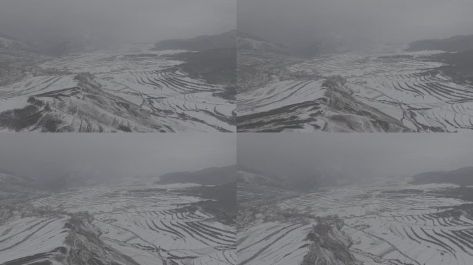 4K甘肃兰州榆中县马坡雪景航拍DLOG