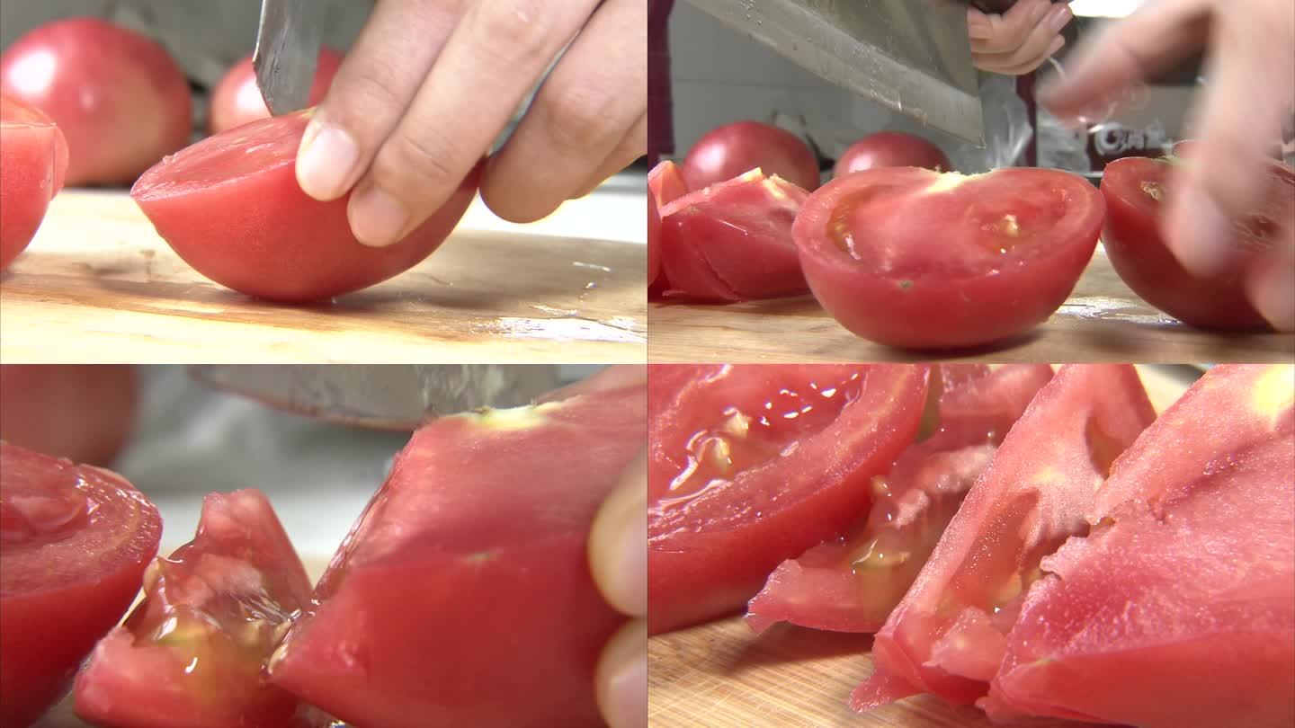 炒菜 西红柿炒鸡蛋 刀切西红柿