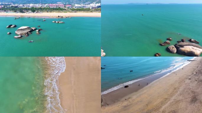 东海大海海边海水海浪沙滩海滩航拍风景唯美