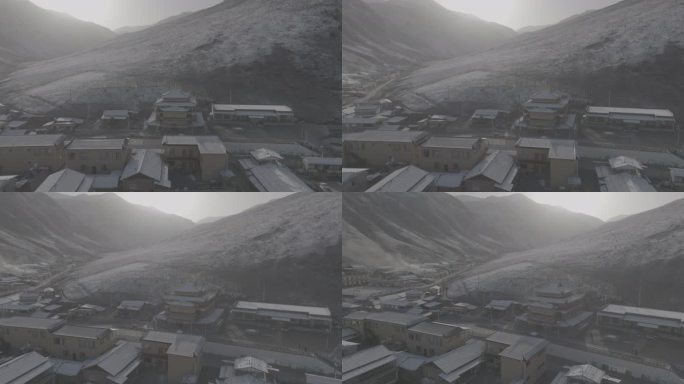 甘肃甘南碌曲则岔石林雪景日出航拍DLOG