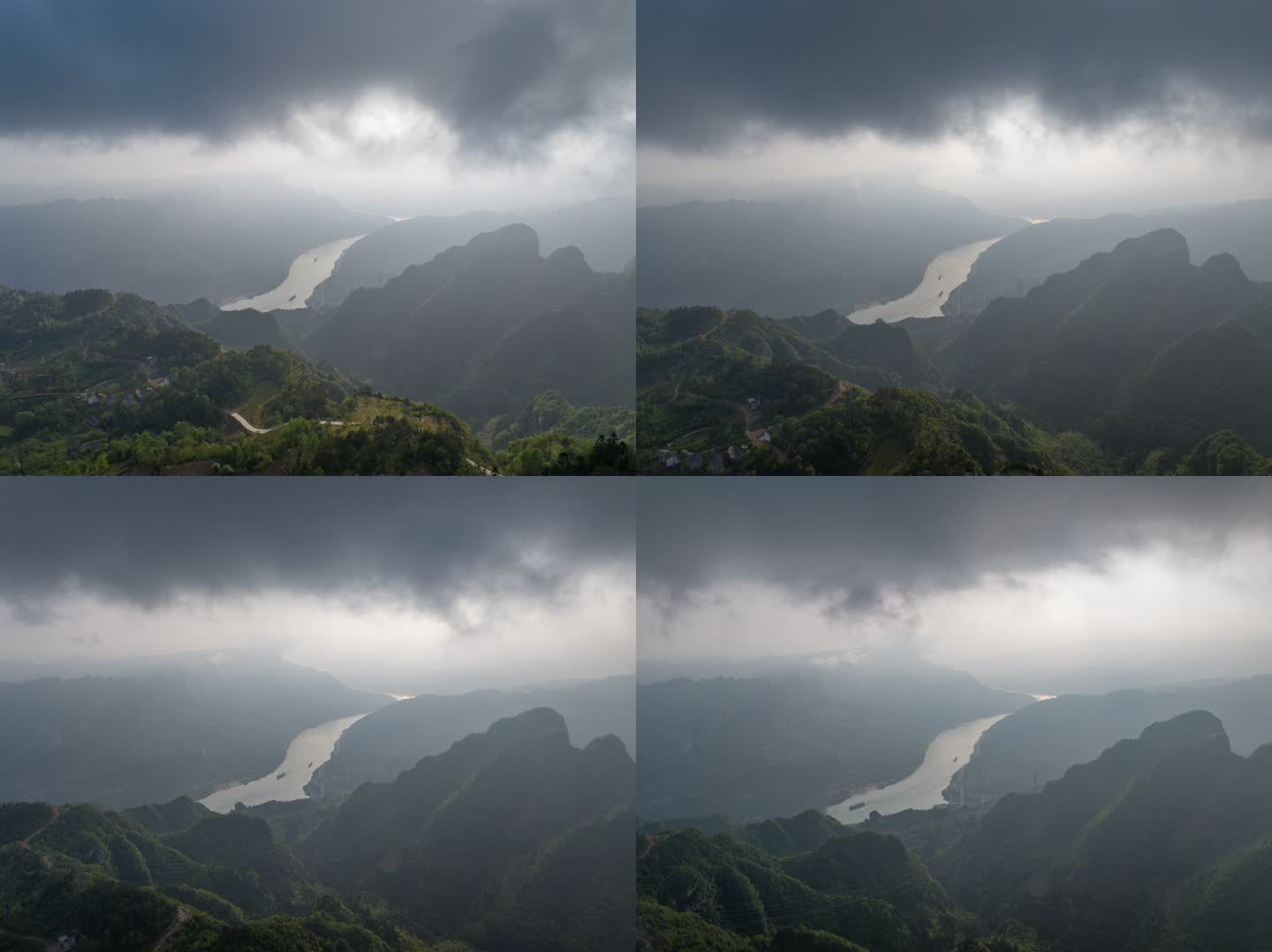 宜昌峡江之上云雾之下延时摄影航拍金刚山
