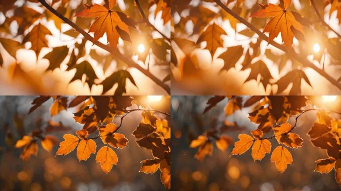 秋日枯黄树叶