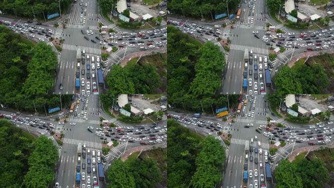 广东东莞：航拍星期五学校附近道路塞车现象