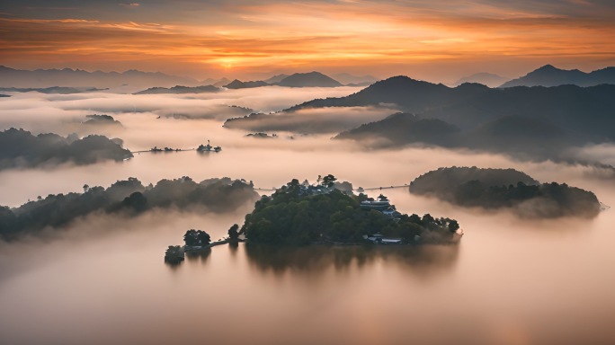 西湖意境山水禅意国风水墨唯美风景