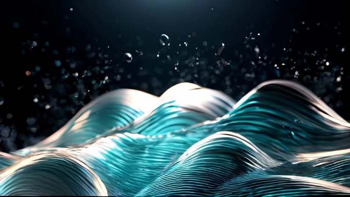 琉璃波浪和粒子高级感背景素材