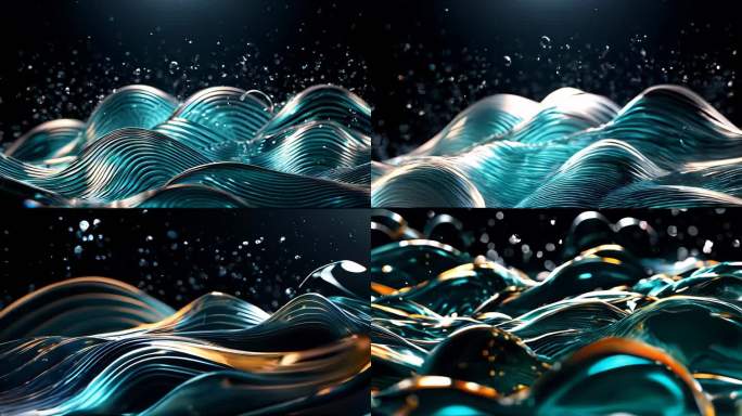 琉璃波浪和粒子高级感背景素材