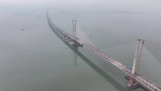 4K航拍珠海黄茅海跨海通道高栏港大桥