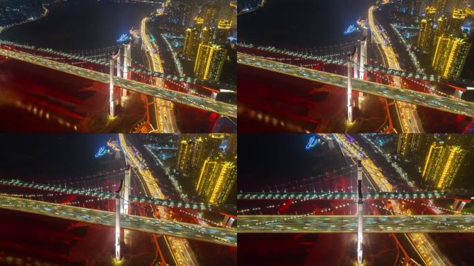 重庆鹅公岩大桥夜景航拍