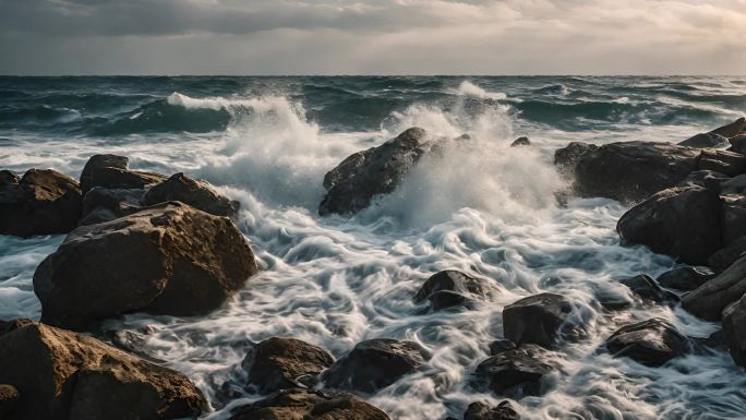 波涛汹涌的大海