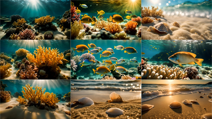 海洋世界海底世界海洋生物珊瑚鱼群