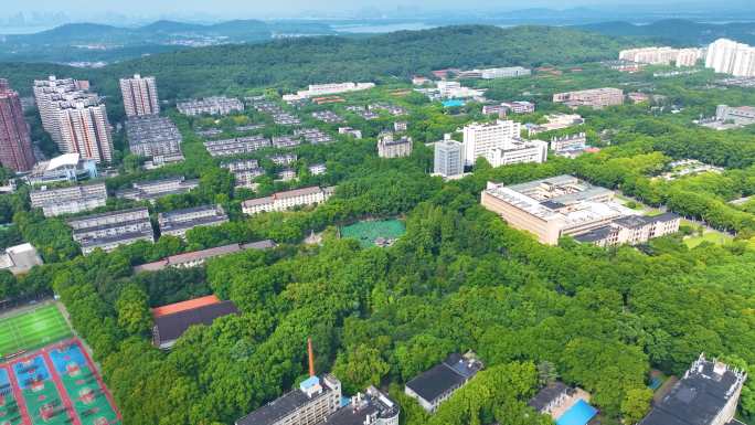 湖北武汉洪山区珞瑜路华中科技大学航拍校园