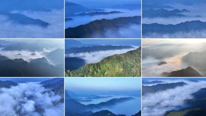 航拍森林群山云海 水墨山水山河大好河山