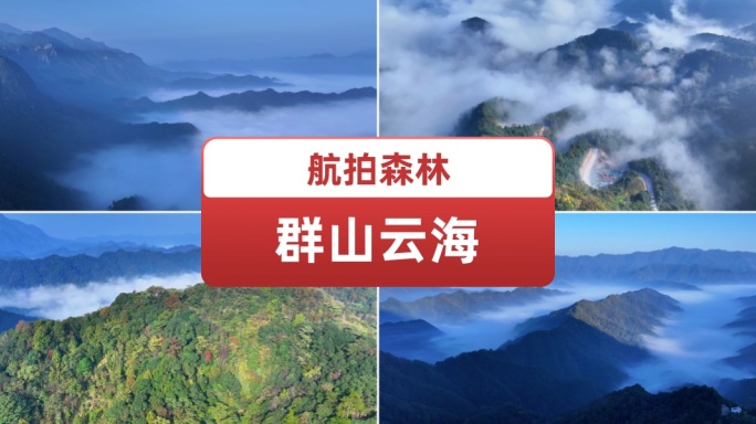 航拍森林群山云海 水墨山水山河大好河山