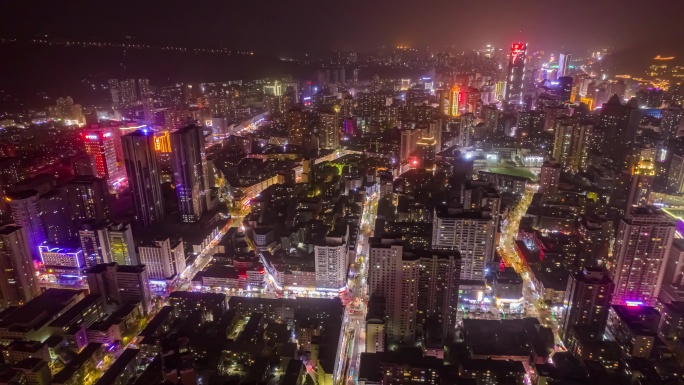 8K甘肃兰州城关区城市夜景天际线航拍延时