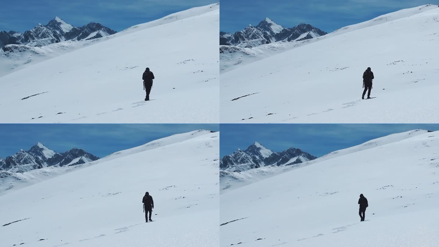 雪宝顶徒步旅行素材