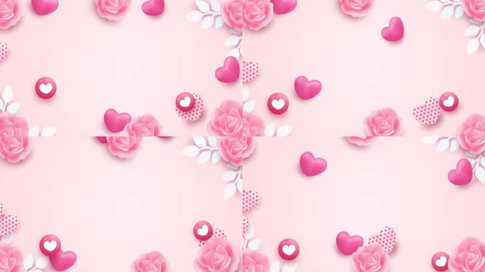 唯美粉红色心形爱心花朵背景
