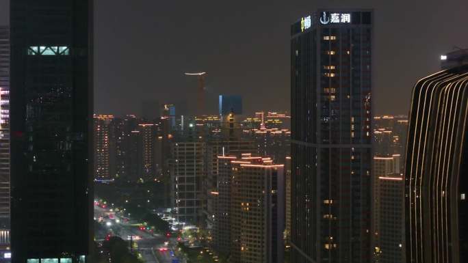 杭州奥体中心杭州之门夜晚夜景高楼大厦摩天