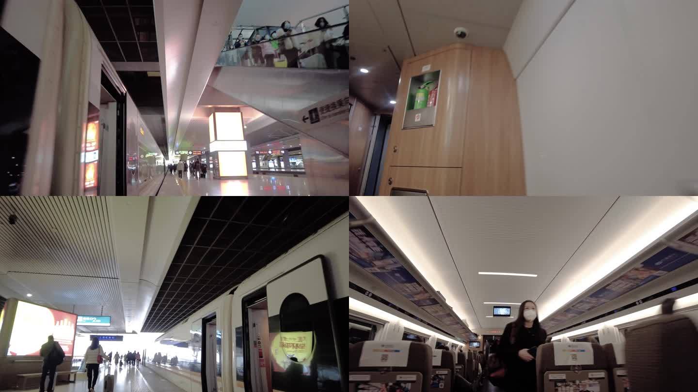 高铁动车火车春运乘客乘车人流视频素材