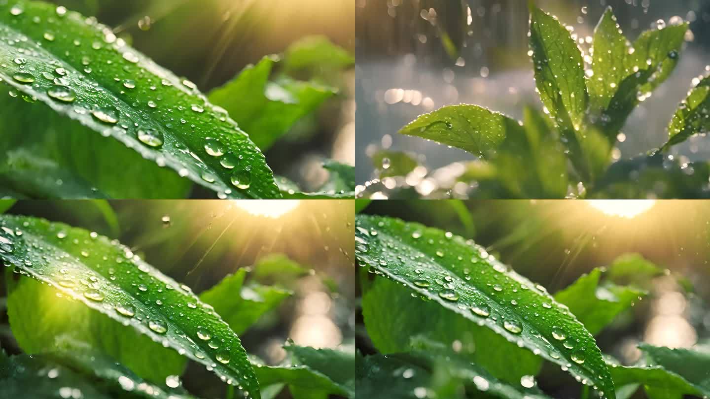 唯美绿叶 水滴雨露