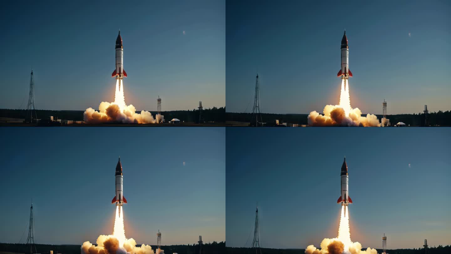 火箭发射升空大国重器航天航空探索宇宙动画
