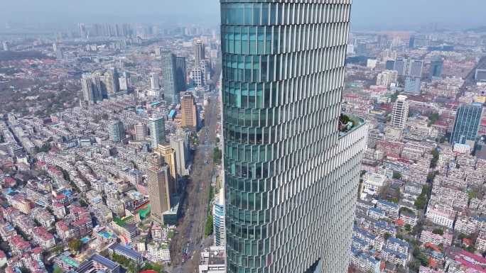 南京市鼓楼区绿地中心紫峰大厦航拍高楼大厦